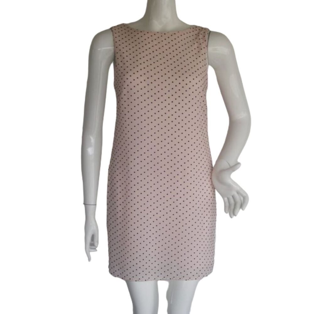 Francesca's BIRDCAGE Mini Dress, S, Pink/Black Swiss Dot, Sleeveless